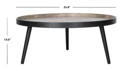 Fritz Round Tray Top Coffee Table In Light Grey/Black - Safavieh COF4204B -Safavieh Homeware 187 cof4204b dim