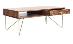 Raveena Coffee Table In Walnut/Brass - Safavieh COF9002A -Safavieh Homeware 187 cof9002a side