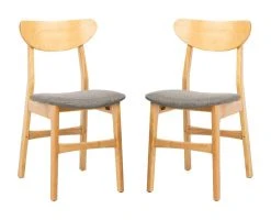 Lucca Retro Dining Chair In Natural/Grey - Safavieh DCH1001B-SET2