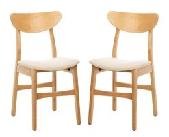 Lucca Retro Dining Chair In Natural/White - Safavieh DCH1001C-SET2