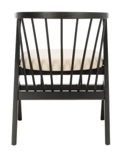 Noah Spindle Dining Chair In Black/Beige - Safavieh DCH1004A-SET2 -Safavieh Homeware 187 dch1004a set2 back
