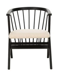 Noah Spindle Dining Chair In Black/Beige - Safavieh DCH1004A-SET2 -Safavieh Homeware 187 dch1004a set2 front
