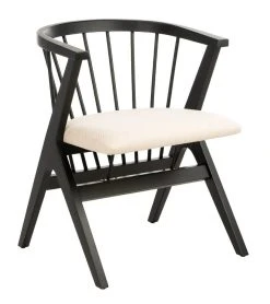 Noah Spindle Dining Chair In Black/Beige - Safavieh DCH1004A-SET2 -Safavieh Homeware 187 dch1004a set2 side