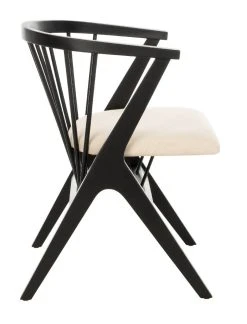 Noah Spindle Dining Chair In Black/Beige - Safavieh DCH1004A-SET2 -Safavieh Homeware 187 dch1004a set2 side2