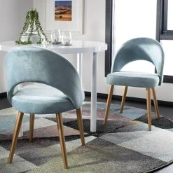Giani Retro Dining Chair In Slate Blue/Gold - Safavieh DCH6201B-SET2