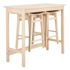 Colbie 3 Piece Pub Set In White Oak - Safavieh DNS1000A -Safavieh Homeware 187 dns1000a side