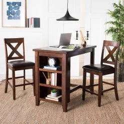 Everest 3 Piece Pub Set In Mahogany/Black - Safavieh DNS9203A
