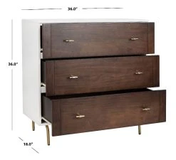 Genevieve 3 Drawer Dresser In White/Walnut - Safavieh DRS5000B 13 Genevieve 3 Drawer Dresser In White/Walnut - Safavieh DRS5000B -Safavieh Homeware 187 drs5000b dim