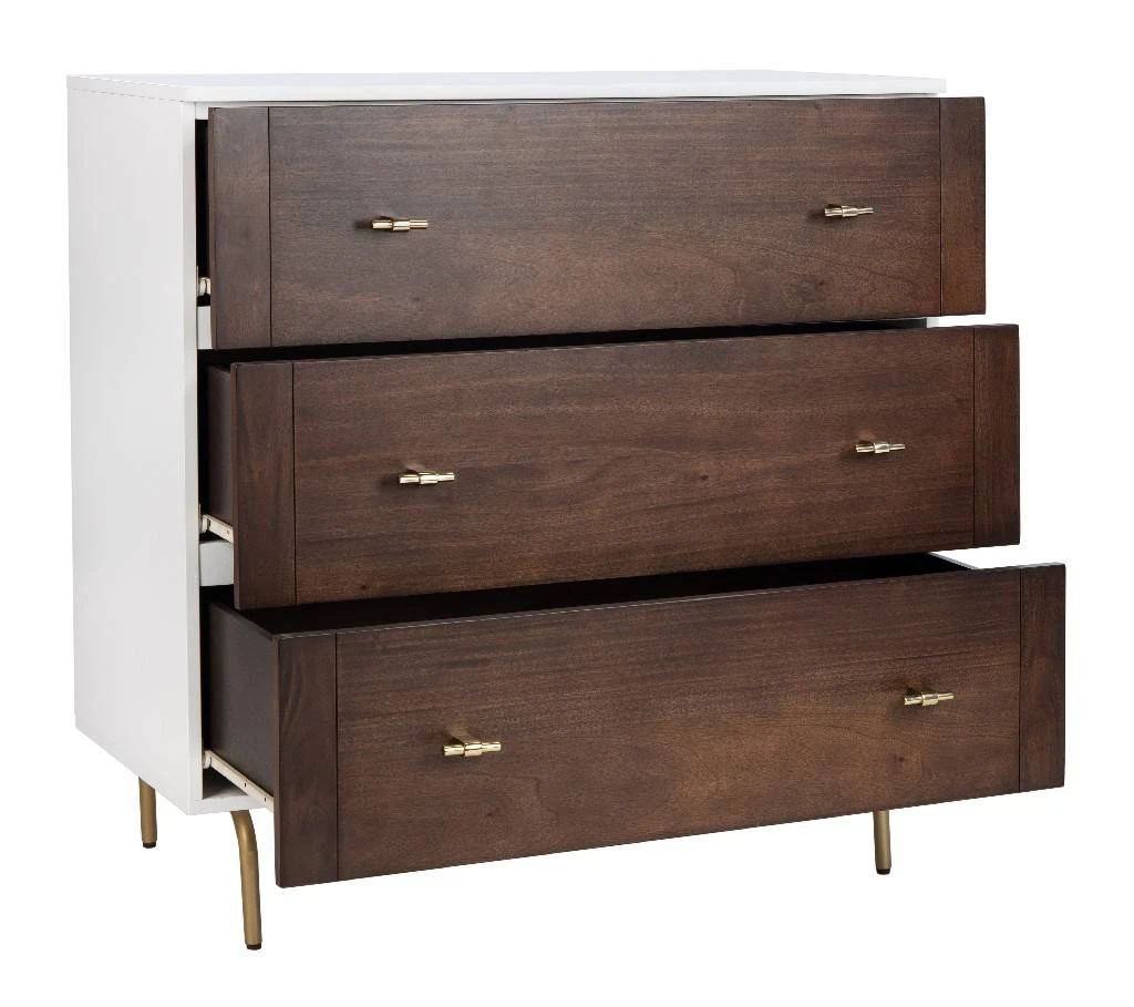 Genevieve 3 Drawer Dresser In White/Walnut - Safavieh DRS5000B 9 Genevieve 3 Drawer Dresser In White/Walnut - Safavieh DRS5000B - Image 7