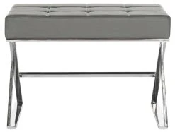 Micha Ottoman In Grey/Chrome - Safavieh FOX2022B 8 Micha Ottoman In Grey/Chrome - Safavieh FOX2022B -Safavieh Homeware 187 fox2022b front