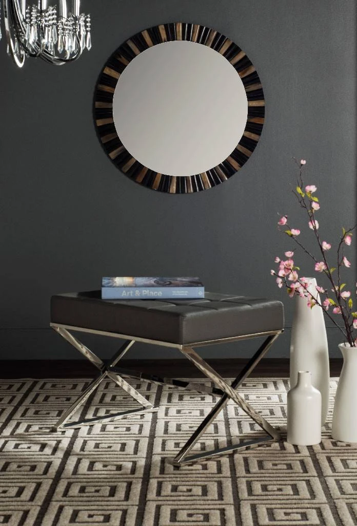 Micha Ottoman In Grey/Chrome - Safavieh FOX2022B 3 Micha Ottoman In Grey/Chrome - Safavieh FOX2022B