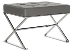 Micha Ottoman In Grey/Chrome - Safavieh FOX2022B 9 Micha Ottoman In Grey/Chrome - Safavieh FOX2022B -Safavieh Homeware 187 fox2022b side