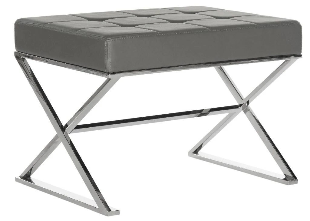 Micha Ottoman In Grey/Chrome - Safavieh FOX2022B 6 Micha Ottoman In Grey/Chrome - Safavieh FOX2022B - Image 4