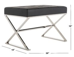 Micha Ottoman In Black/Chrome - Safavieh FOX2022D 12 Micha Ottoman In Black/Chrome - Safavieh FOX2022D -Safavieh Homeware 187 fox2022d dim