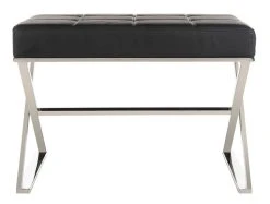 Micha Ottoman In Black/Chrome - Safavieh FOX2022D 13 Micha Ottoman In Black/Chrome - Safavieh FOX2022D -Safavieh Homeware 187 fox2022d front