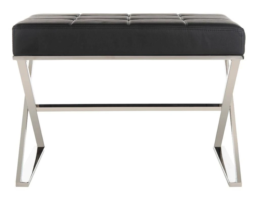 Micha Ottoman In Black/Chrome - Safavieh FOX2022D 6 Micha Ottoman In Black/Chrome - Safavieh FOX2022D - Image 4