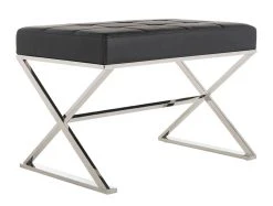 Micha Ottoman In Black/Chrome - Safavieh FOX2022D 15 Micha Ottoman In Black/Chrome - Safavieh FOX2022D -Safavieh Homeware 187 fox2022d side