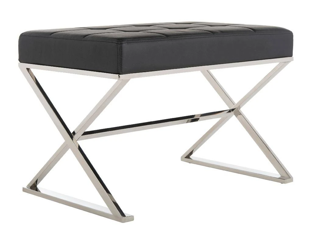 Micha Ottoman In Black/Chrome - Safavieh FOX2022D 8 Micha Ottoman In Black/Chrome - Safavieh FOX2022D - Image 6