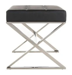 Micha Ottoman In Black/Chrome - Safavieh FOX2022D 16 Micha Ottoman In Black/Chrome - Safavieh FOX2022D -Safavieh Homeware 187 fox2022d side2