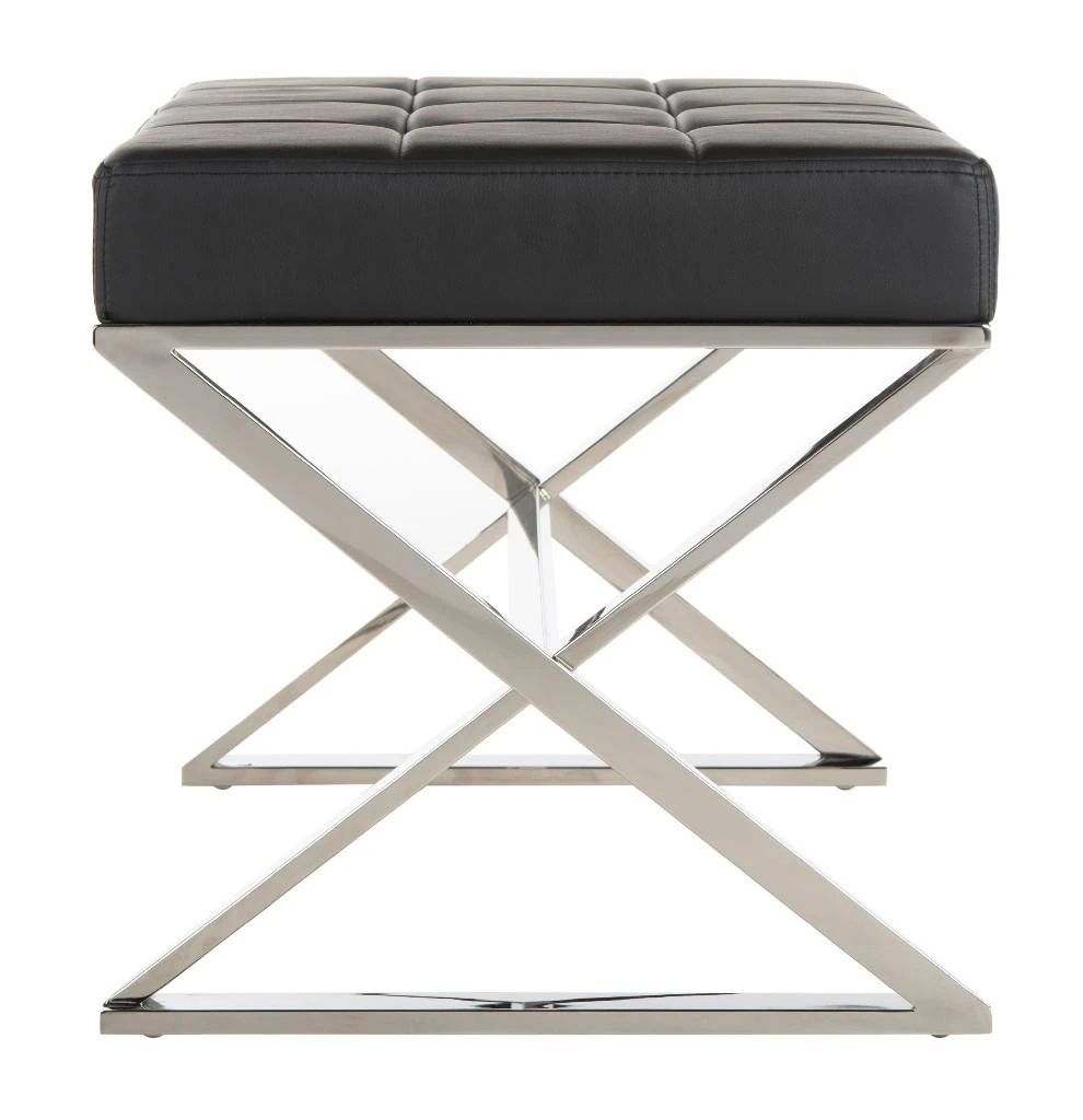 Micha Ottoman In Black/Chrome - Safavieh FOX2022D 9 Micha Ottoman In Black/Chrome - Safavieh FOX2022D - Image 7