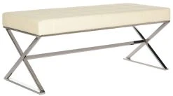 Micha Bench In Creme/Chrome - Safavieh FOX2023A -Safavieh Homeware 187 fox2023a side
