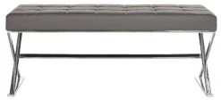 Micha Bench In Grey/Chrome - Safavieh FOX2023B -Safavieh Homeware 187 fox2023b front