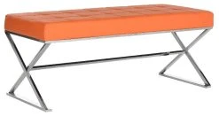 Micha Bench In Orange/Chrome - Safavieh FOX2023C -Safavieh Homeware 187 fox2023c side
