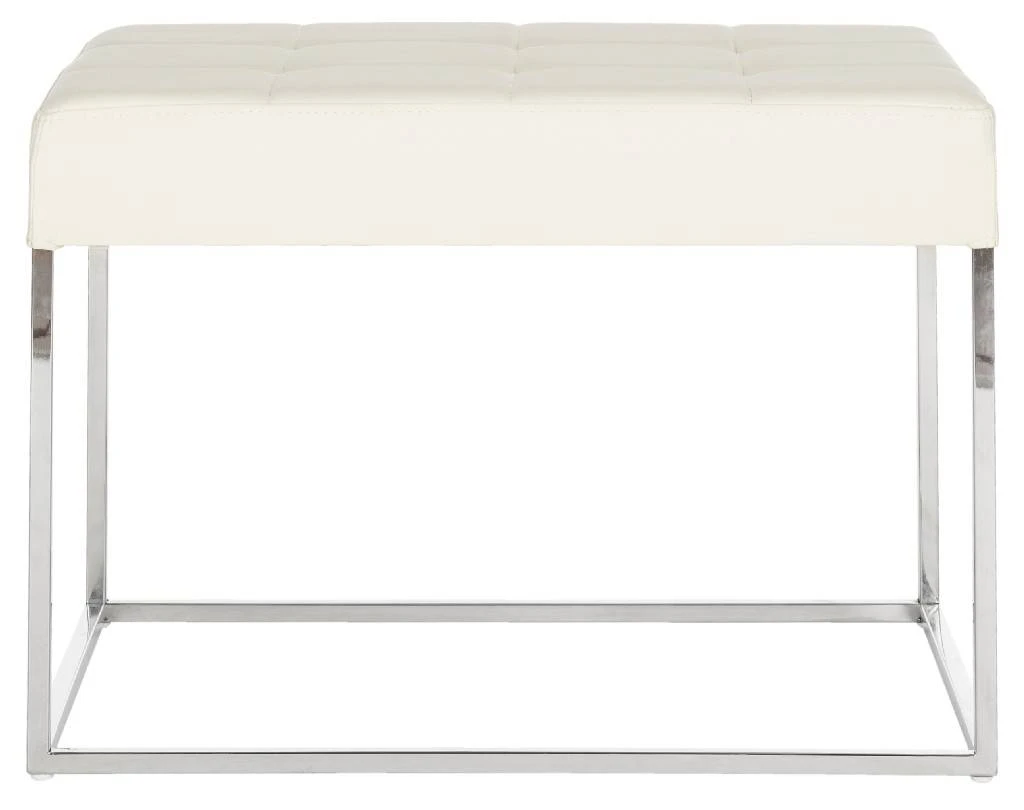 Roitfeld Ottoman In Creme/Chrome - Safavieh FOX2024A 5 Roitfeld Ottoman In Creme/Chrome - Safavieh FOX2024A - Image 3