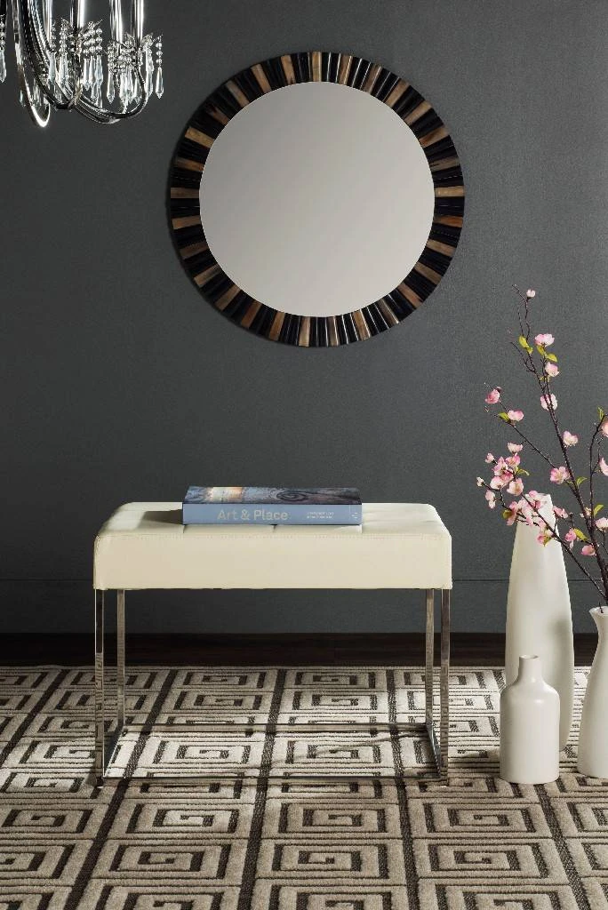 Roitfeld Ottoman In Creme/Chrome - Safavieh FOX2024A 3 Roitfeld Ottoman In Creme/Chrome - Safavieh FOX2024A