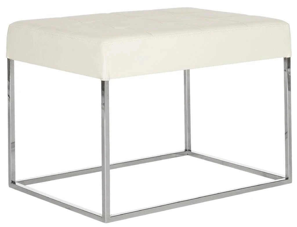 Roitfeld Ottoman In Creme/Chrome - Safavieh FOX2024A 6 Roitfeld Ottoman In Creme/Chrome - Safavieh FOX2024A - Image 4