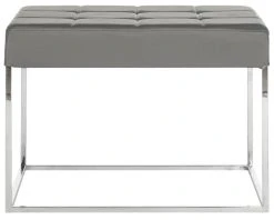 Roitfeld Ottoman In Grey/Chrome - Safavieh FOX2024B -Safavieh Homeware 187 fox2024b front