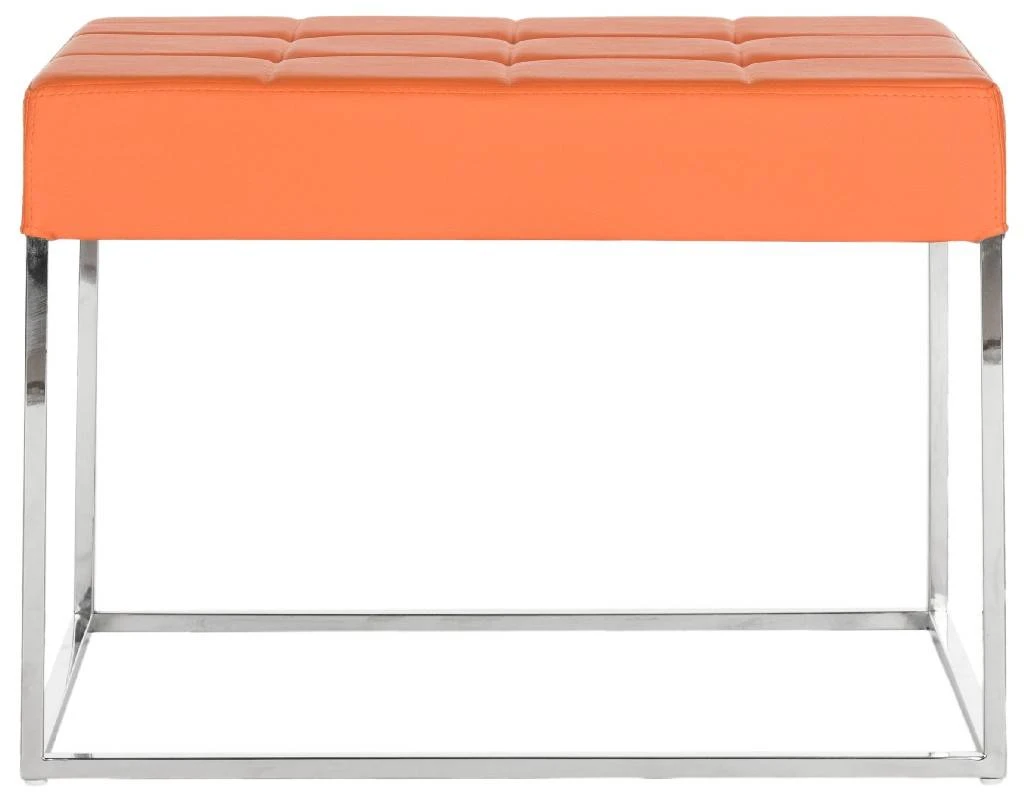Roitfeld Ottoman In Orange/Chrome - Safavieh FOX2024C 5 Roitfeld Ottoman In Orange/Chrome - Safavieh FOX2024C - Image 3