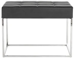Roitfeld Ottoman In Black/Chrome - Safavieh FOX2024D -Safavieh Homeware 187 fox2024d front