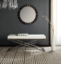 Acra Bench In White/Silver/Chrome - Safavieh FOX2027A