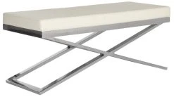 Acra Bench In White/Silver/Chrome - Safavieh FOX2027A -Safavieh Homeware 187 fox2027a side