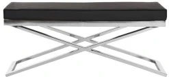 Acra Bench In Black/Silver/Chrome - Safavieh FOX2027B -Safavieh Homeware 187 fox2027b front