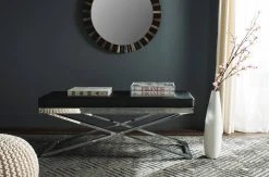 Acra Bench In Black/Silver/Chrome - Safavieh FOX2027B