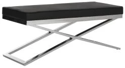 Acra Bench In Black/Silver/Chrome - Safavieh FOX2027B -Safavieh Homeware 187 fox2027b side