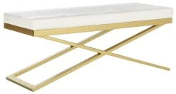 Acra Bench In White Crocodile/Gold - Safavieh FOX2027C -Safavieh Homeware 187 fox2027c side