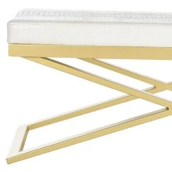 Acra Bench In White Crocodile/Gold - Safavieh FOX2027C -Safavieh Homeware 187 fox2027c swatch