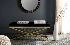 Acra Bench In Black/Gold/Gold - Safavieh FOX2027E