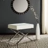 Sienna Ottoman In White/Chrome - Safavieh FOX2028B 2 Sienna Ottoman In White/Chrome - Safavieh FOX2028B -Safavieh Homeware 187 fox2028b room