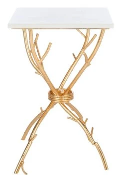 ALEXA MARBLE TOP GOLD ACCENT TABLE - Safavieh FOX2501A