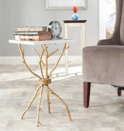 ALEXA MARBLE TOP GOLD ACCENT TABLE - Safavieh FOX2501A 17 ALEXA MARBLE TOP GOLD ACCENT TABLE - Safavieh FOX2501A -Safavieh Homeware 187 fox2501a 2