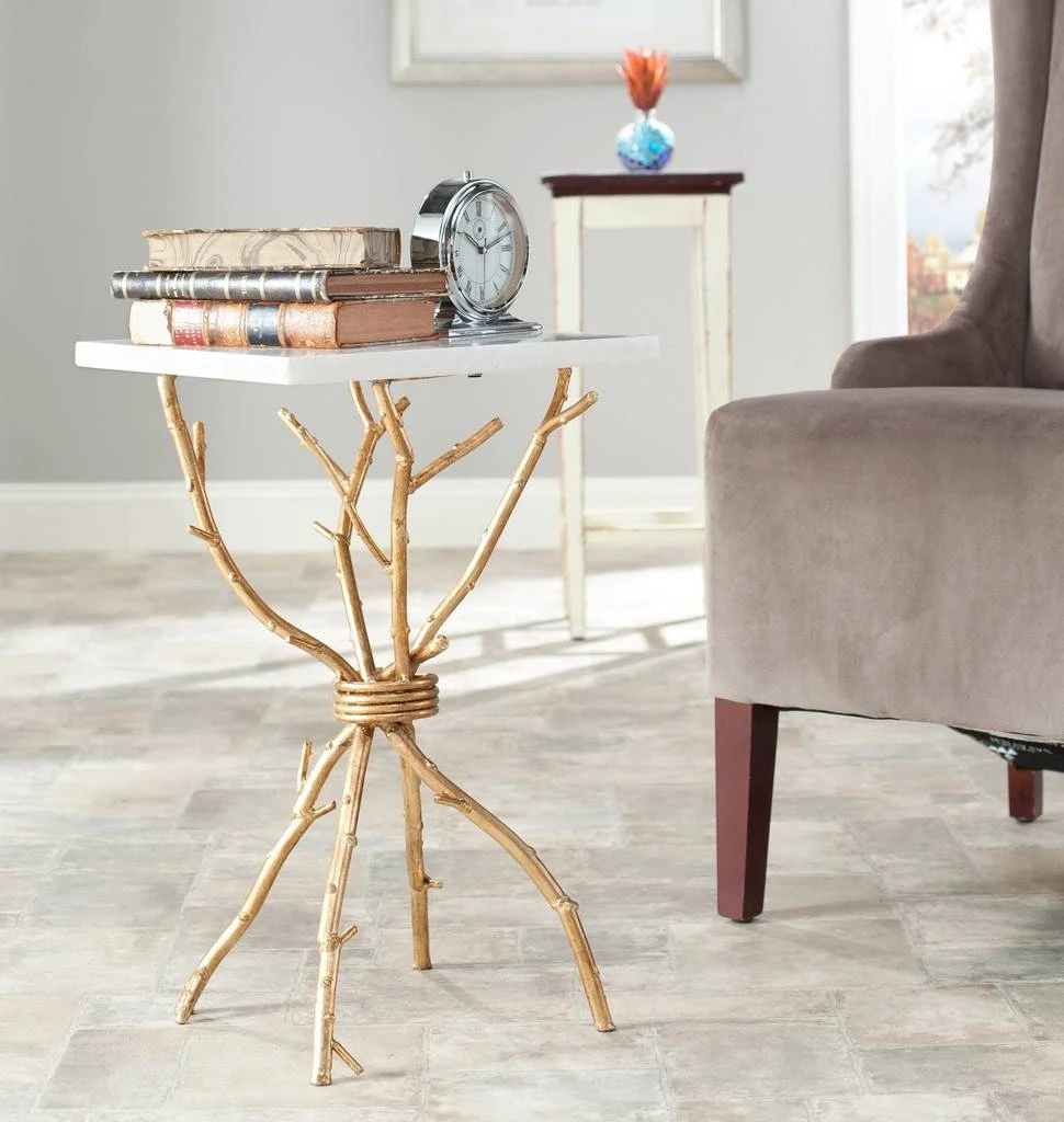 ALEXA MARBLE TOP GOLD ACCENT TABLE - Safavieh FOX2501A 5 ALEXA MARBLE TOP GOLD ACCENT TABLE - Safavieh FOX2501A - Image 3