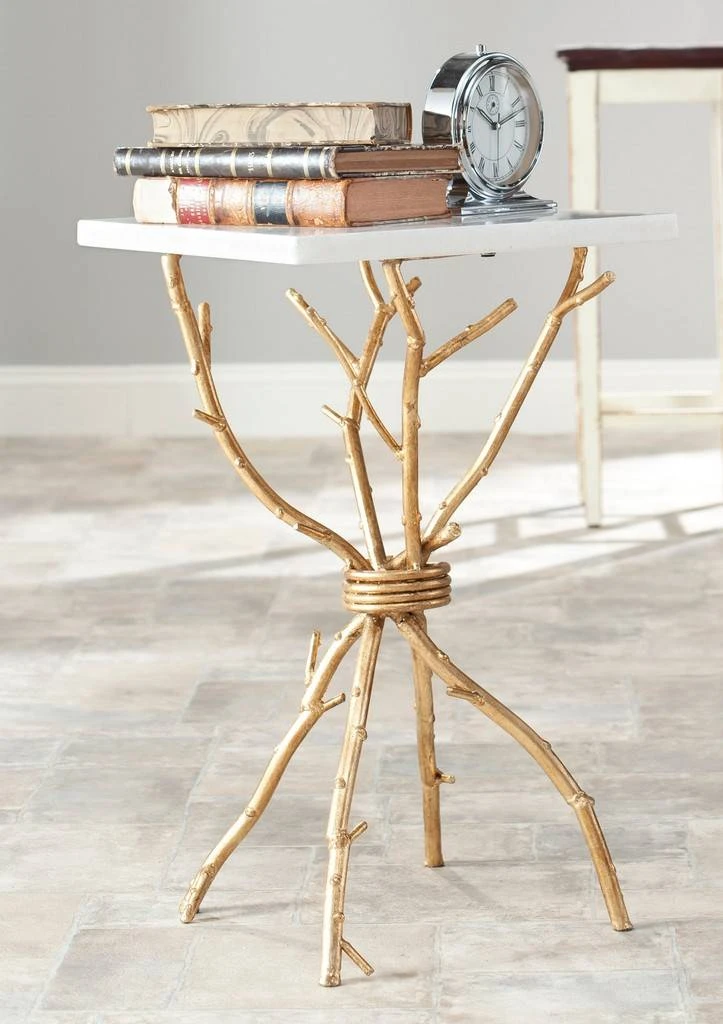 ALEXA MARBLE TOP GOLD ACCENT TABLE - Safavieh FOX2501A 6 ALEXA MARBLE TOP GOLD ACCENT TABLE - Safavieh FOX2501A - Image 4