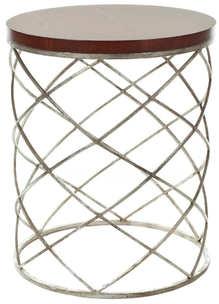 Phoebe Silver Ribboned Round Top Accent Table In Cherry/Silver - Safavieh FOX2506A 5 Phoebe Silver Ribboned Round Top Accent Table In Cherry/Silver - Safavieh FOX2506A - Image 3