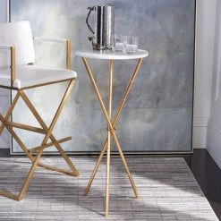 ROGER GOLD BASE ROUND TOP ACCENT TABLE - Safavieh FOX2515A 15 ROGER GOLD BASE ROUND TOP ACCENT TABLE - Safavieh FOX2515A -Safavieh Homeware 187 fox2515a 2