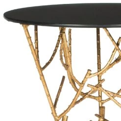 Tara Branched Glass Top Gold Accent Table In Gold/Black - Safavieh FOX2520B -Safavieh Homeware 187 fox2520b detail