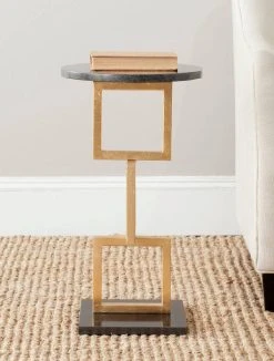 Cassidy Gold Leaf Accent Table In Gold/Black - Safavieh FOX2531A